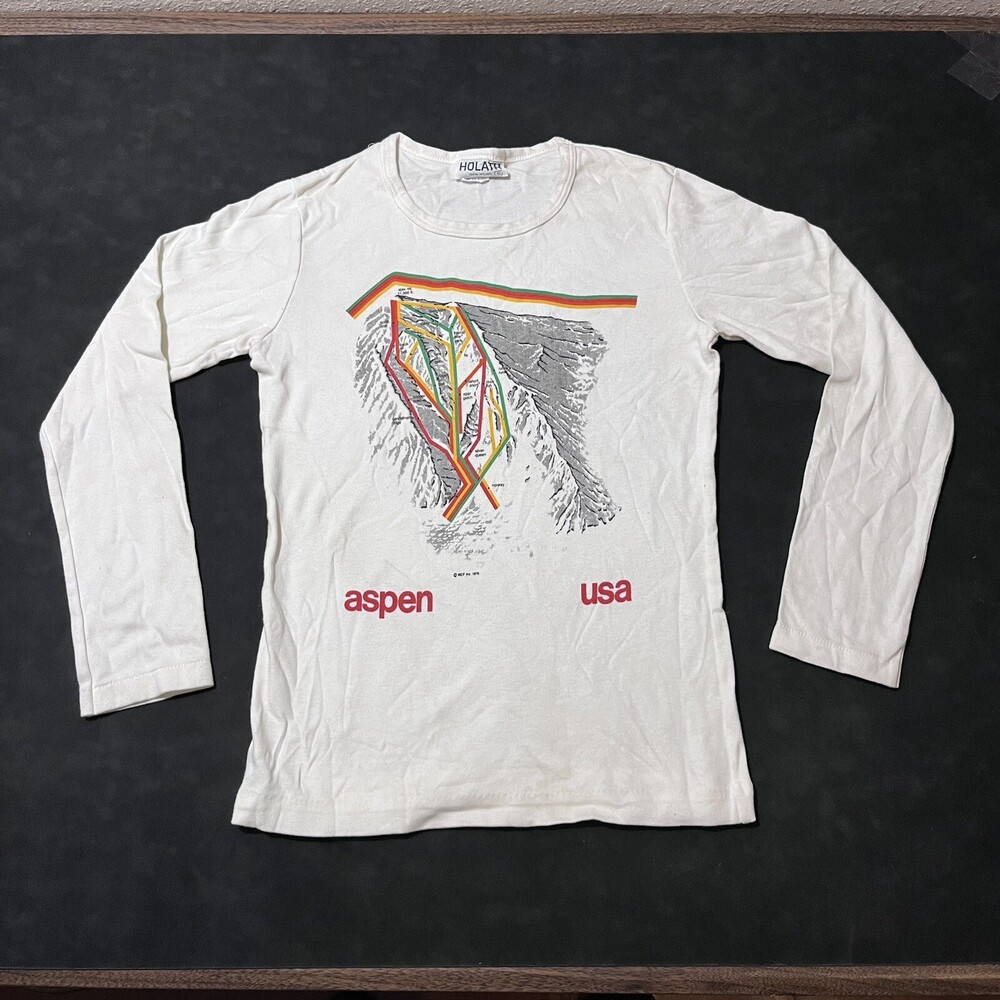 Vintage Aspen Colorado Shirt 1970s Ski Lodge Map 70s Skiing Hunter Thompson USA